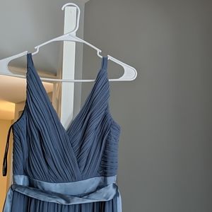 Blue floor length bridesmaid dress